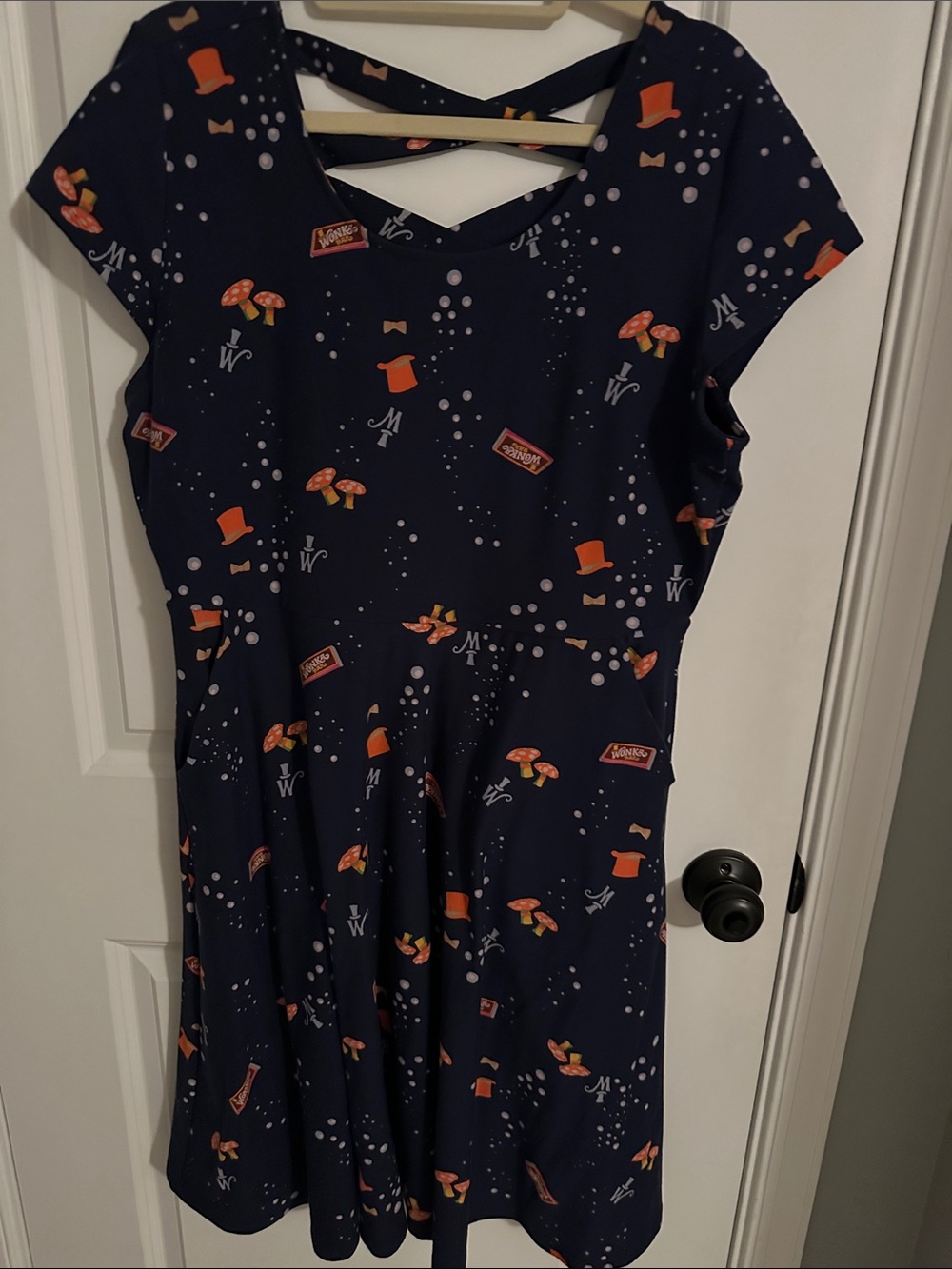 Torrid Willy Wonka Themed skater dress with cross back